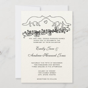 Vintage Foxes Wedding Invitation