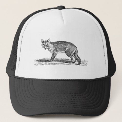 Vintage Foxy Fox Illustration _1800s Foxes Trucker Hat