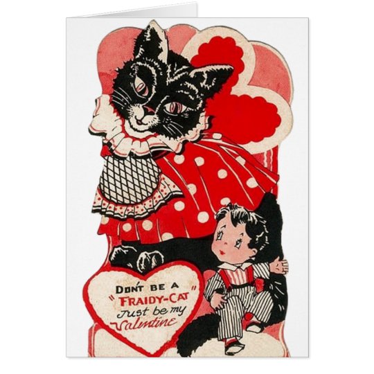 Vintage Fraidy Cat Valentine's Day Greeting Card | Zazzle