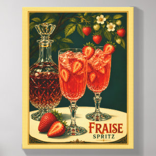 Vintage Fraise Spritz French Strawberry Cocktail Canvas Photo Tile