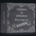 Vintage frame and chalkboard wedding planner binder<br><div class="desc">Vintage scroll leaf frame and chalkboard wedding planner/organizer binder featuring a white vintage frame of scroll leaves on a charcoal grey chalkboard or blackboard background and your text in a scroll banner. A modern and contemporary approach to a vintage theme. This retro template design is part of a wedding set,...</div>