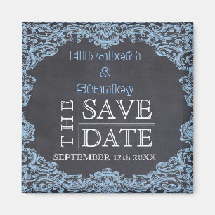 Vintage frame and chalkboard wedding Save the Date Magnet