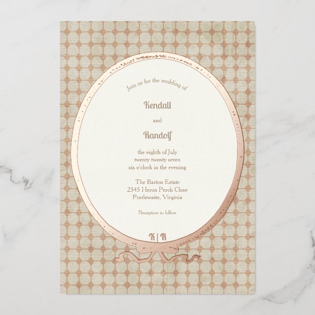 Vintage Frame and Tile Foil Invitation (Front)