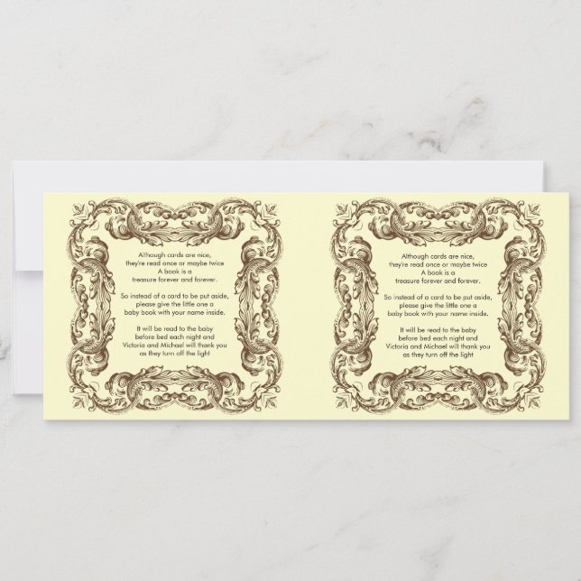Vintage Frame Baby Book Poem Invitation (Front)
