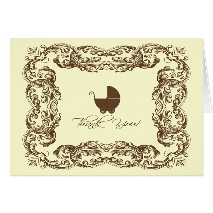 Vintage Frame Baby Carriage Thank You Note Card