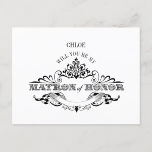 Vintage Frame Be My Matron of Honor Card