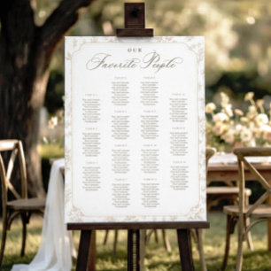 Vintage Frame Beige Tan Wedding Seating Chart Foam Board