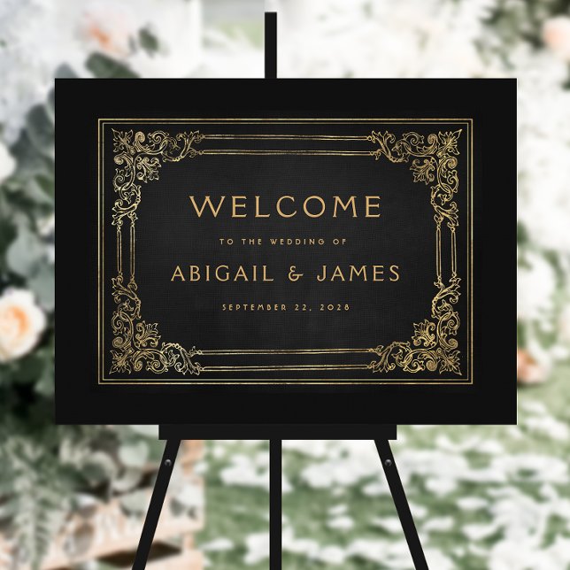Vintage Frame Black Gold Wedding Welcome Foam Board (Creator Uploaded)