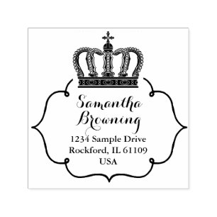 Vintage Frame Black & White / Crown I + your ideas Self-inking Stamp