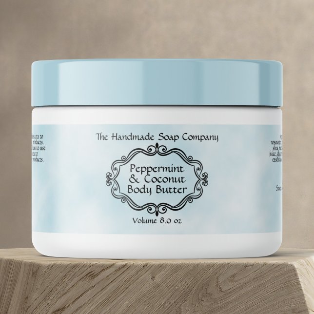 Vintage Frame Blue Parchment Cosmetics Jar Label (Creator Uploaded)