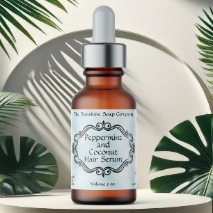 Vintage frame blue parchment dropper bottle label