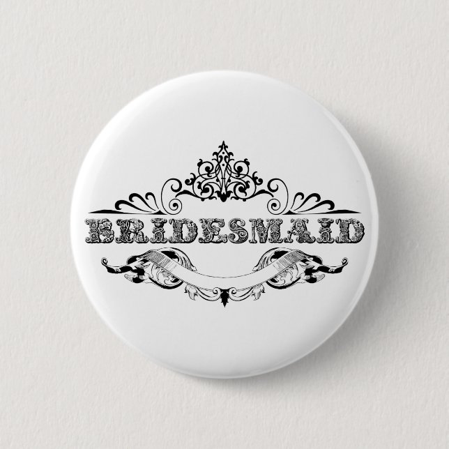 Vintage Frame Bridesmaid Bridal Party Wedding Button (Front)