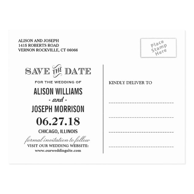 Vintage Frame Chalkboard Wedding Save The Date Postcard