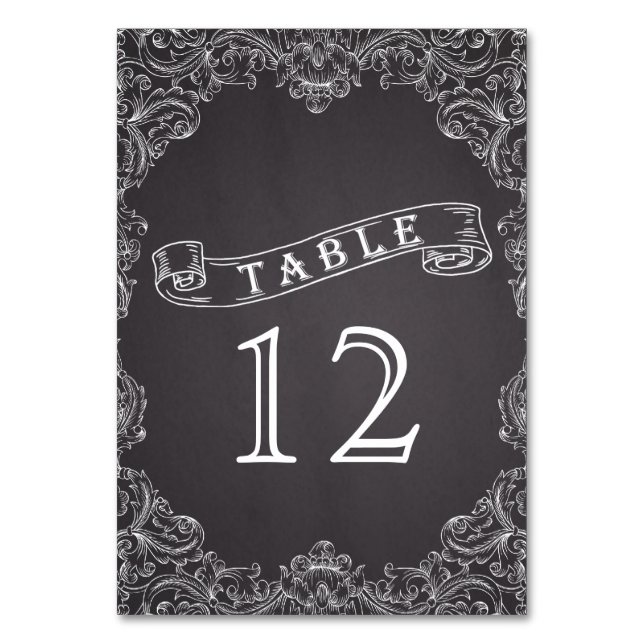 Vintage frame & chalkboard wedding table number (Front)