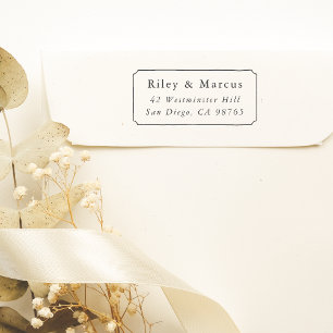 Vintage Frame & Couples Names Return Address Rubber Stamp