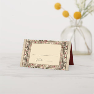 Vintage Frame Ethnic Motif Wedding Place Card
