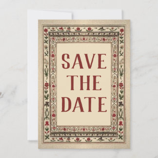 Vintage Frame Ethnic Motif Wedding Save The Date