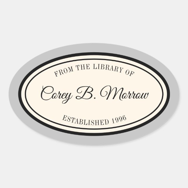 Vintage Frame "From the Library Of" Oval Bookplate (Front)