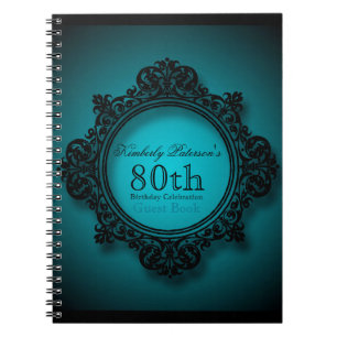Vintage Frame in Blue - 80th Birthday Guest Book