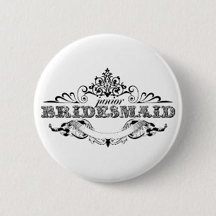 Vintage Frame Jr. Bridesmaid Bridal Party Wedding Button