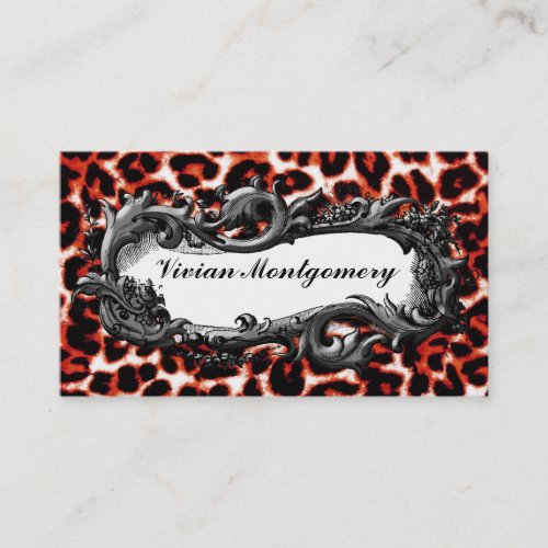Vintage Frame Leopard Professional Business Card