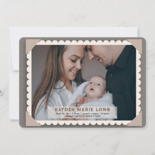 Vintage Frame Photo Birth Announcement 