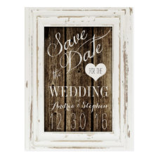 Vintage Frame Rustic Wood Typography Save the Date Postcard