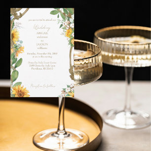 Vintage Frame Sunflower Wedding Invitation