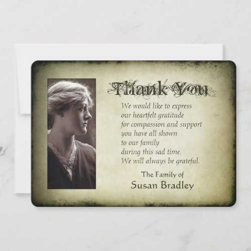 Vintage Frame Sympathy Thank You flat card