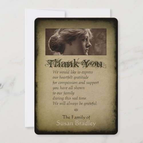 Vintage Frame Sympathy Thank You Flat kraft card