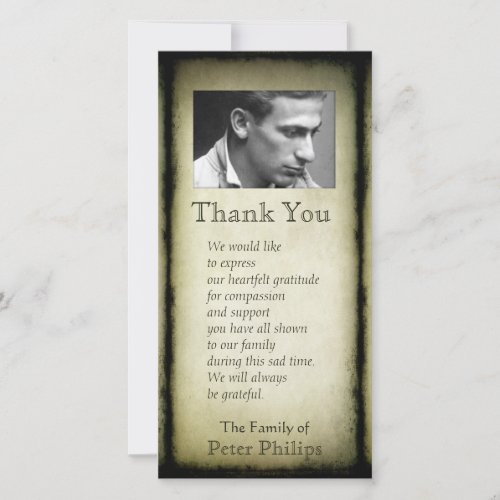 Vintage Frame Sympathy Thank You Photo V Card