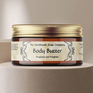 Vintage Frame Tan Parchment Body Butter Jar Label