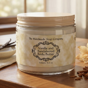 Vintage Frame Tan Parchment Cosmetics Jar Label