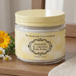 Vintage Frame Yellow Parchment Cosmetics Jar Label