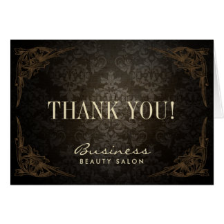 Vintage Framed Damask Salon Business Thank You Card