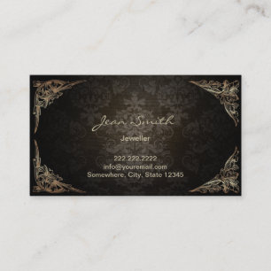 Vintage Framed Dark Damask Jewelry Business Card