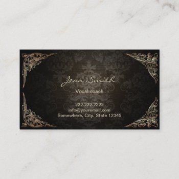 Vintage Framed Dark Damask Vocal Coach Business Card by cardfactory at Zazzle