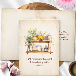 Vintage Framed Honey Jar Watercolor Mother's Day Card
