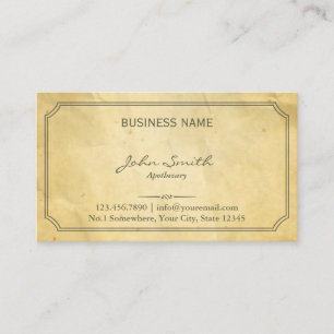 Vintage Framed Old Paper Apothecary Business Card