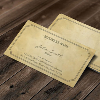 Vintage Framed Old Paper Driver Business Card by cardfactory at Zazzle
