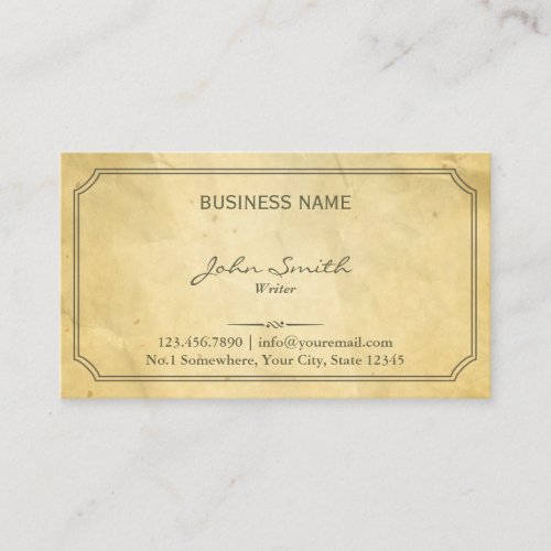 Vintage Framed Old Paper Writer Business Card