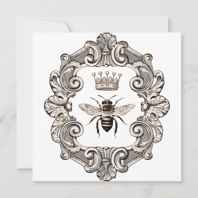 Vintage Framed Queen Bee  Flat Card (Front)