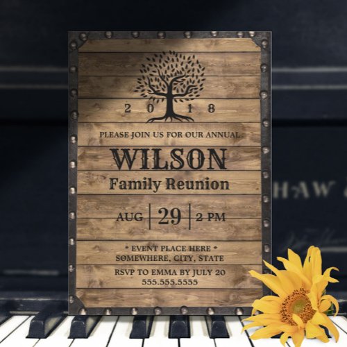 Vintage Framed Rustic Family Tree Family Reunion Invitation