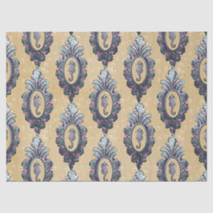 Vintage Framed Seahorses on Tan Background Tissue Paper