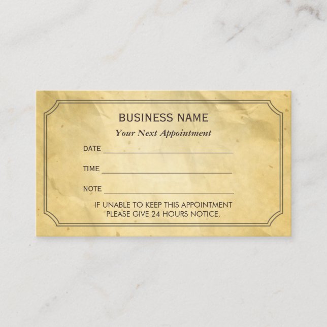 Vintage Framed Vintage Paper Appointment Reminder (Front)