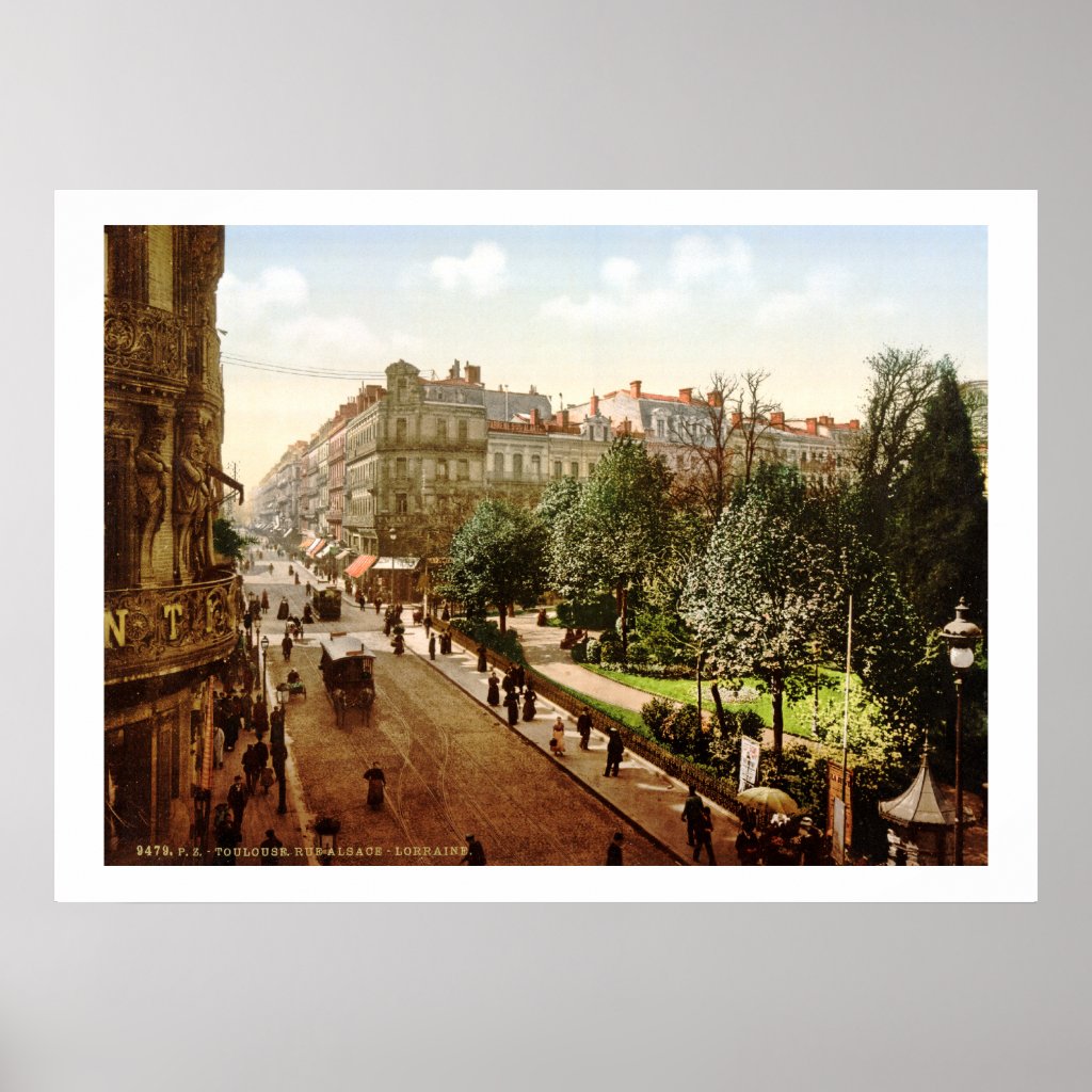 Antique French poster, Alsace-Lorraine Street, Toulouse