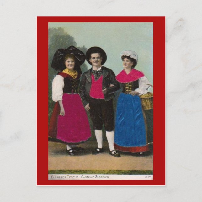 Vintage France, Alsace, Traditional costume Postcard (Front)