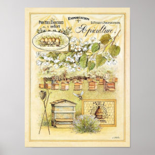 Vintage France Apiculture Beekeeping Bee Yard Poster