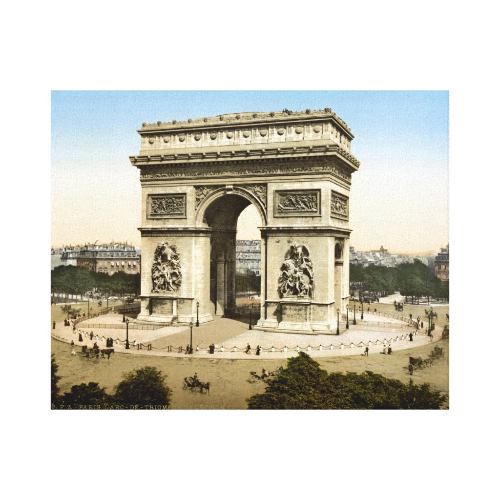 Vintage France, Arc de Triomphe, famous landmark monument 1904 Paris print