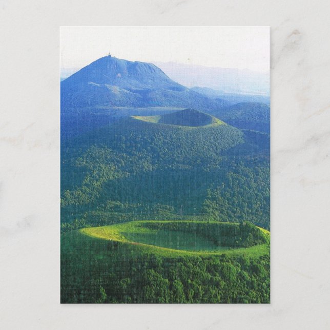 Vintage France, Auvergne, Volcano crater Postcard (Front)